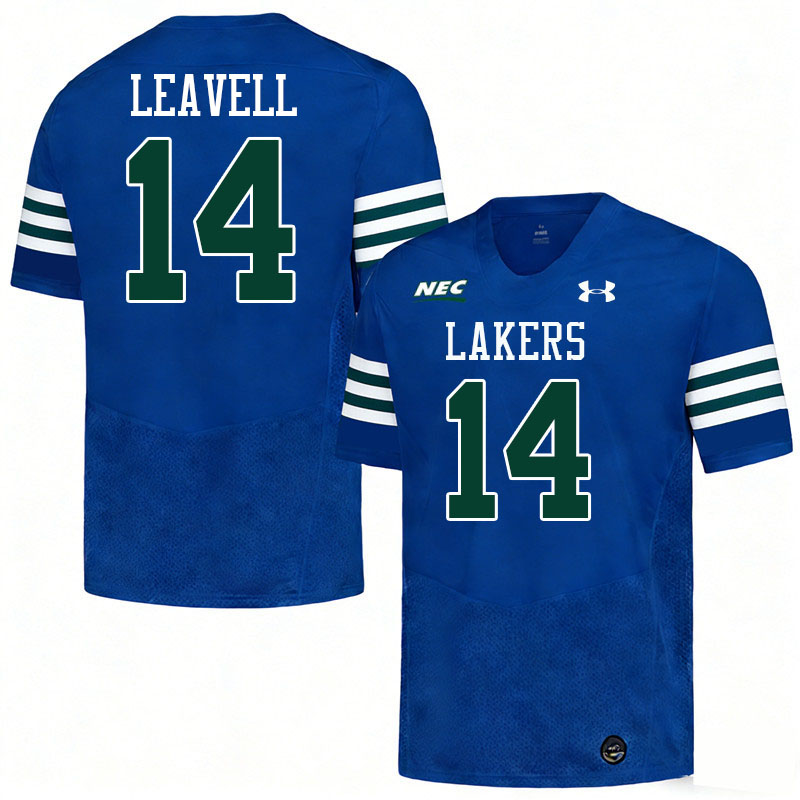 Mercyhurst Lakers #14 Jeff Leavell College Football Jerseys,Uniforms Stitched-Blue